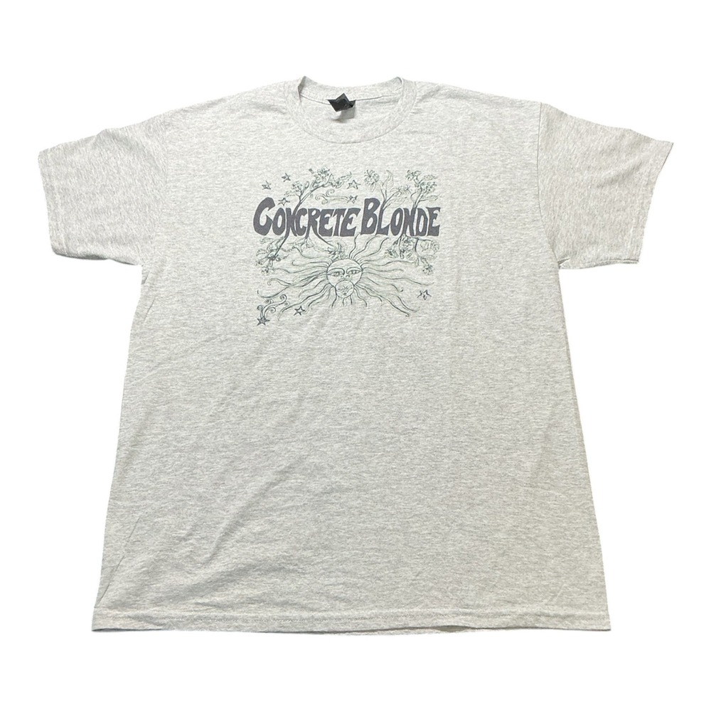 Concrete Blonde Band Graphic Tee Bella Canvas Sun Moon Celestial Shirt Grey L